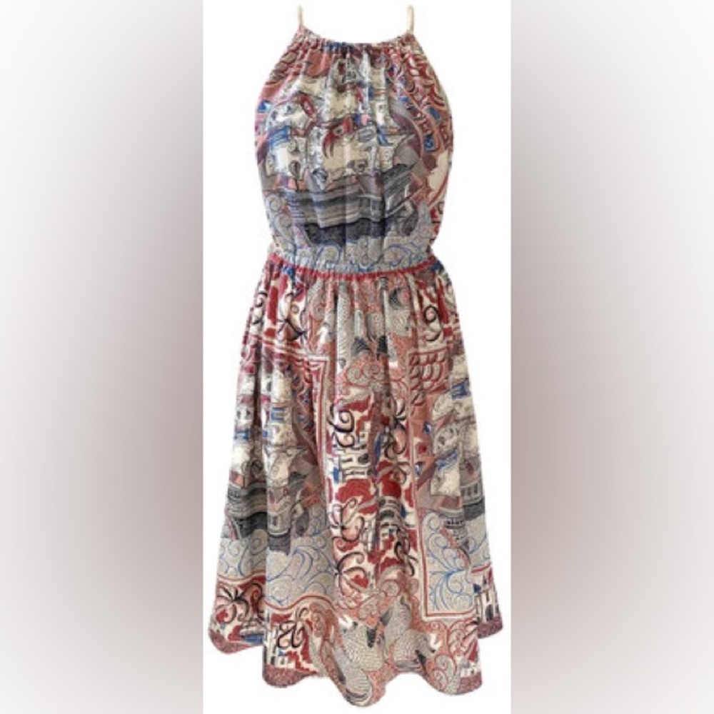 Anthropologie Floreat Castle Lake Dress Large Mini Nautical Sleeveless Rope Neck - Picture 8 of 17